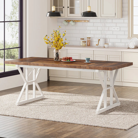 Dining Table, Farmhouse 70.8" Kitchen Table for 6 People
