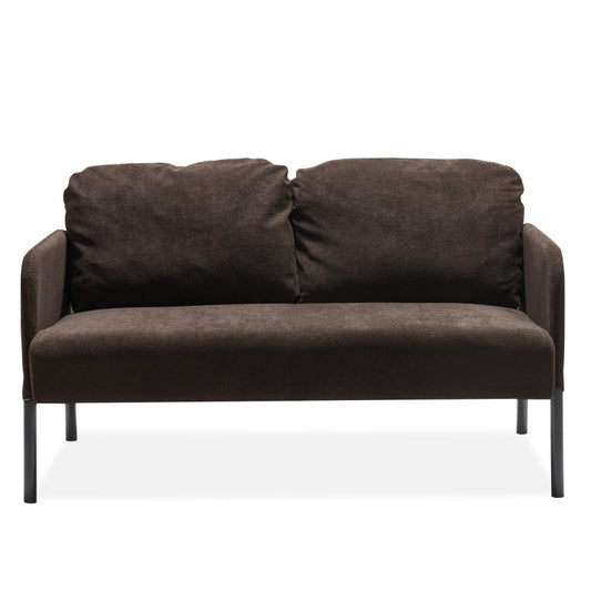 Brown 2 Seater Polyester Fabric Sofa, Modern Loveseat Sofa, Comfy Small Couches for Small Space Living Room, Bedroom, Office, Apartment