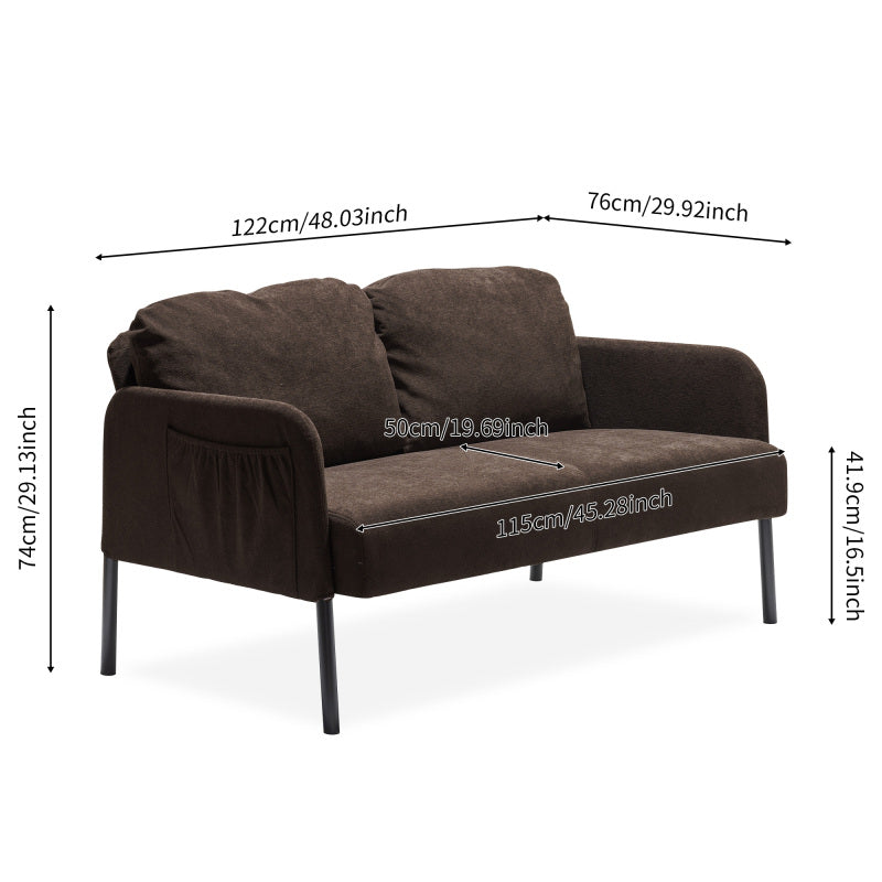 Brown 2 Seater Polyester Fabric Sofa, Modern Loveseat Sofa, Comfy Small Couches for Small Space Living Room, Bedroom, Office, Apartment