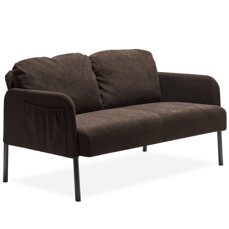 Brown 2 Seater Polyester Fabric Sofa, Modern Loveseat Sofa, Comfy Small Couches for Small Space Living Room, Bedroom, Office, Apartment