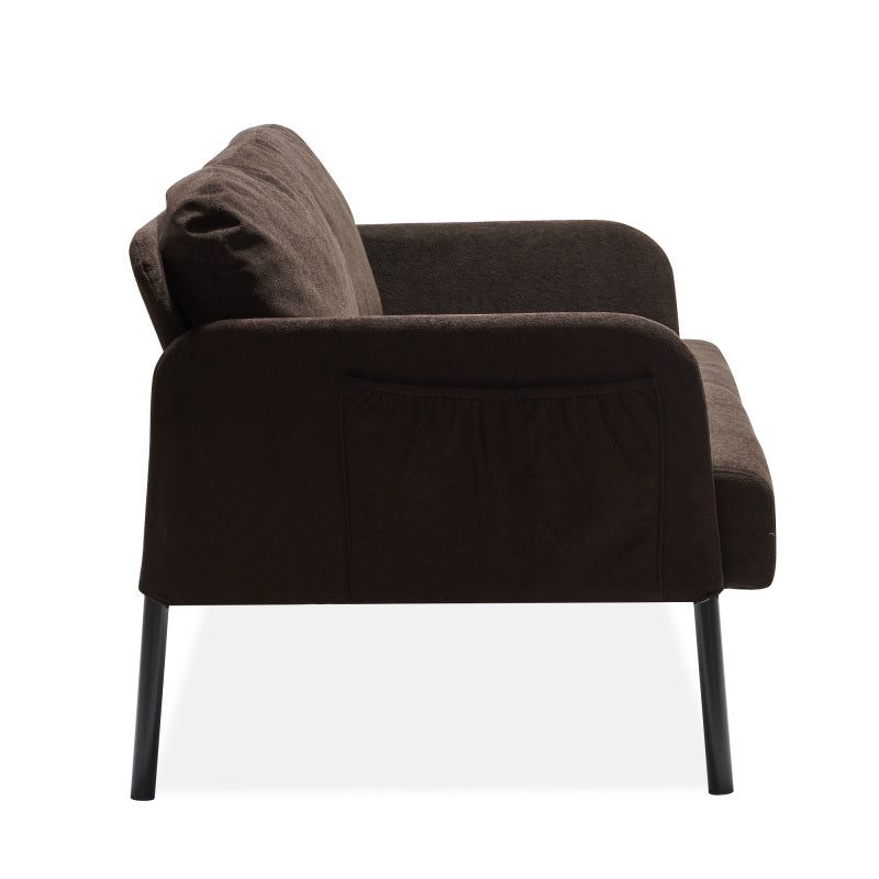 Brown 2 Seater Polyester Fabric Sofa, Modern Loveseat Sofa, Comfy Small Couches for Small Space Living Room, Bedroom, Office, Apartment