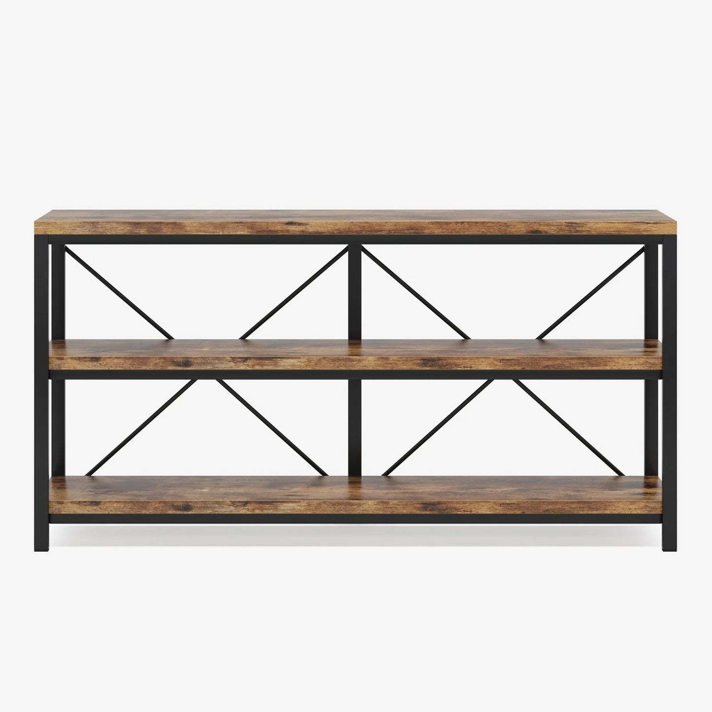 Console Table, 55" Sofa Table TV Stand with 3-Tier Storage Shelves