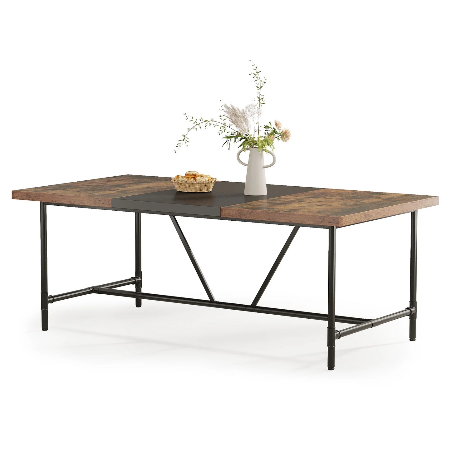 Tribesigns Dining Table, Industrial Breakfast Dinner Table for 6-8 people