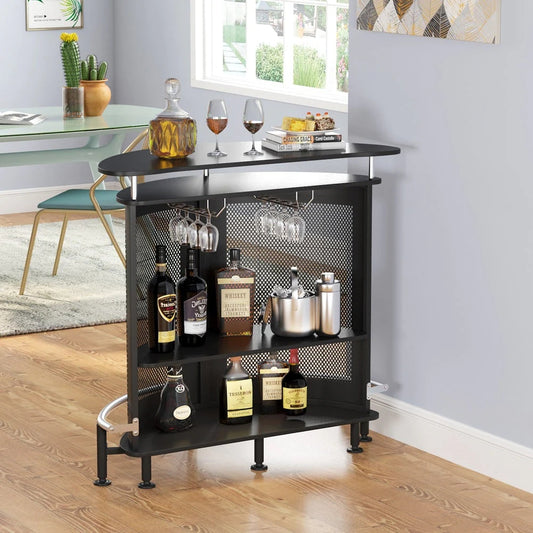 Bar Unit, 3 Tier Home Liquor Bar Table Modern Bar Cabinet