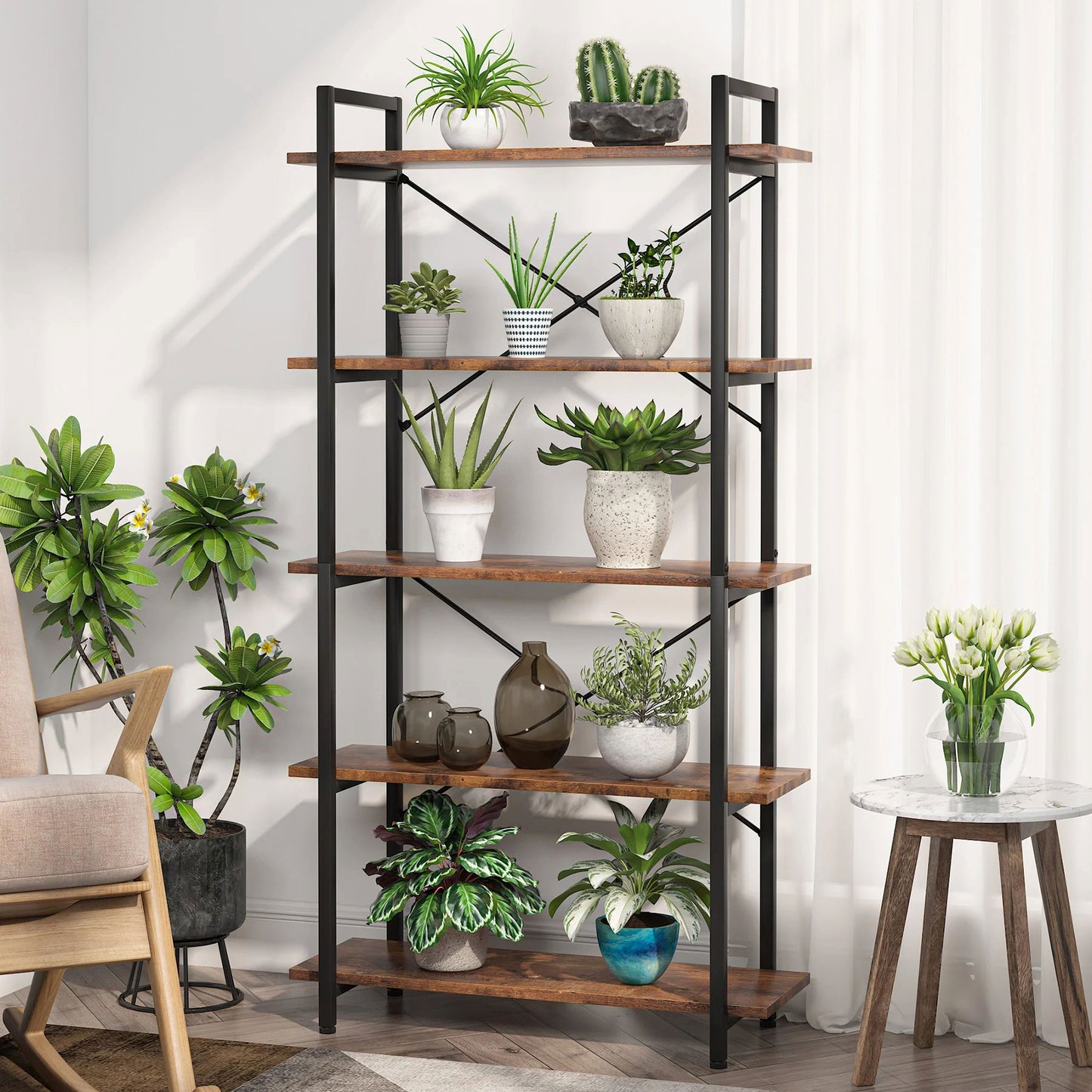 Tribesigns Bookshelf, 5 Tier Bookcase Display Shelf Unit