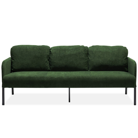 3 Seater Green Polyester Fabric Sofa, Modern Upholstered Sofa, Comfy Small Couches for Small Space Living Room, Bedroom, Office, Apartment