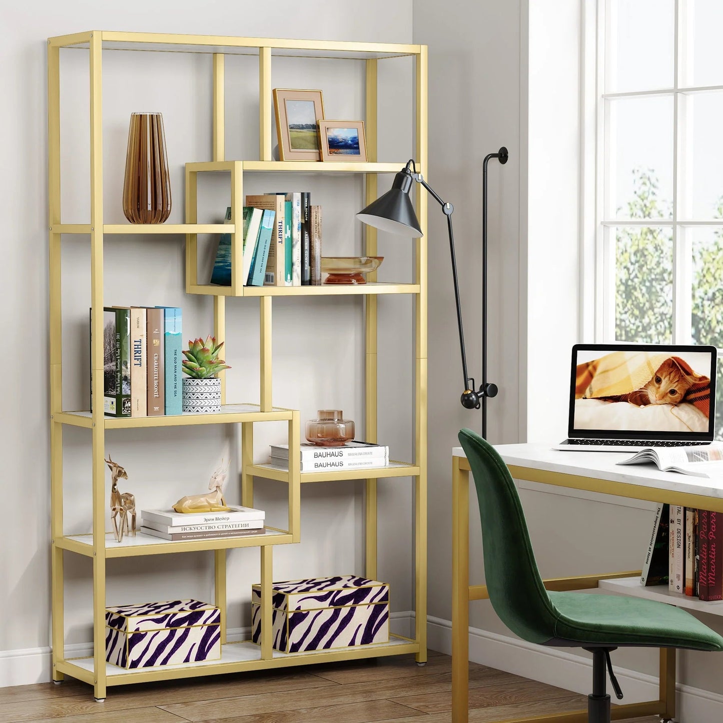 Tribesigns Bookshelf, 8-Open Shelf Etagere Bookcase Storage Organizer
