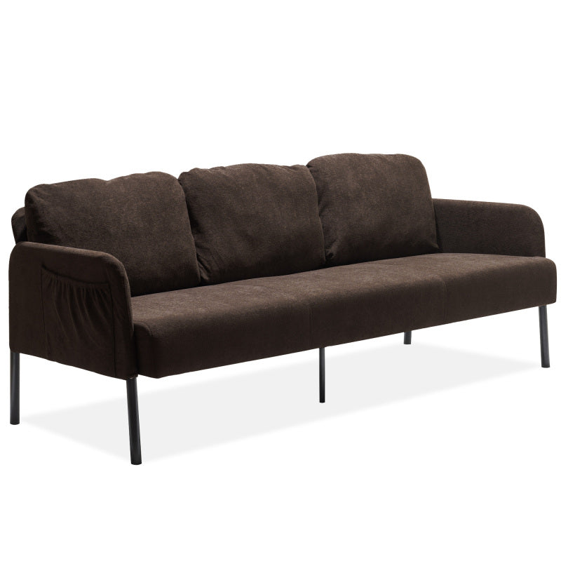 3 Seater Brown Polyester Fabric Sofa, Modern Upholstered Sofa, Comfy Small Couches for Small Space Living Room, Bedroom, Office, Apartment