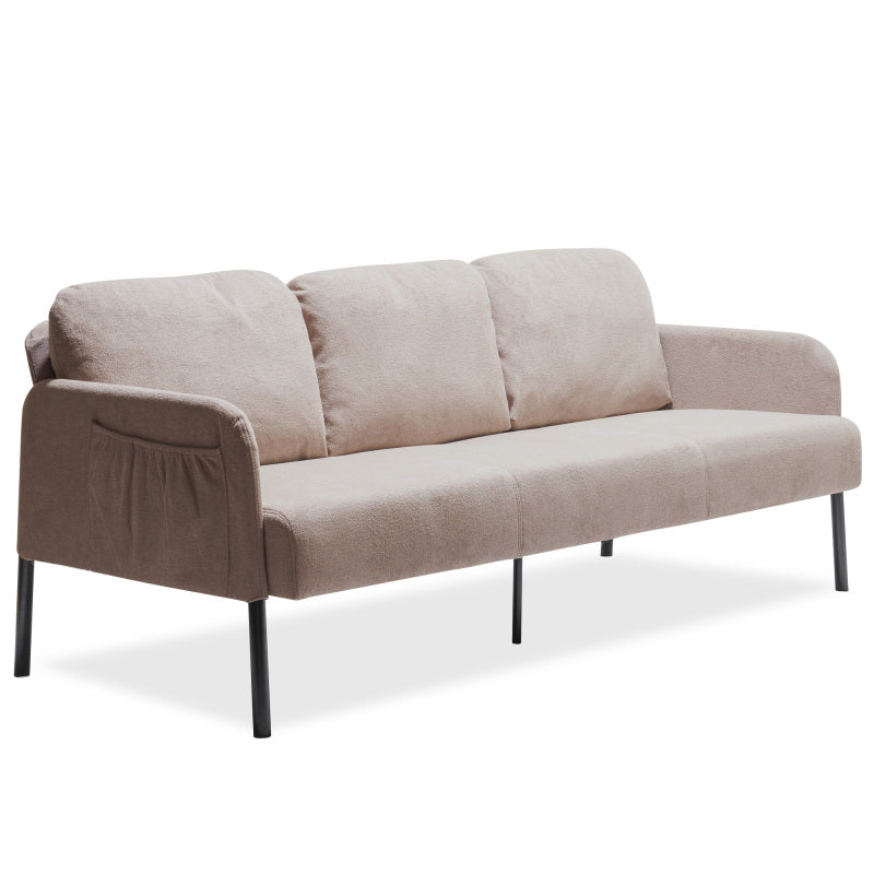 3 Seater Beige Polyester Fabric Sofa, Modern Upholstered Sofa, Comfy Small Couches for Small Space Living Room, Bedroom, Office, Apartment
