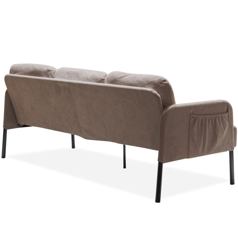 3 Seater Beige Polyester Fabric Sofa, Modern Upholstered Sofa, Comfy Small Couches for Small Space Living Room, Bedroom, Office, Apartment