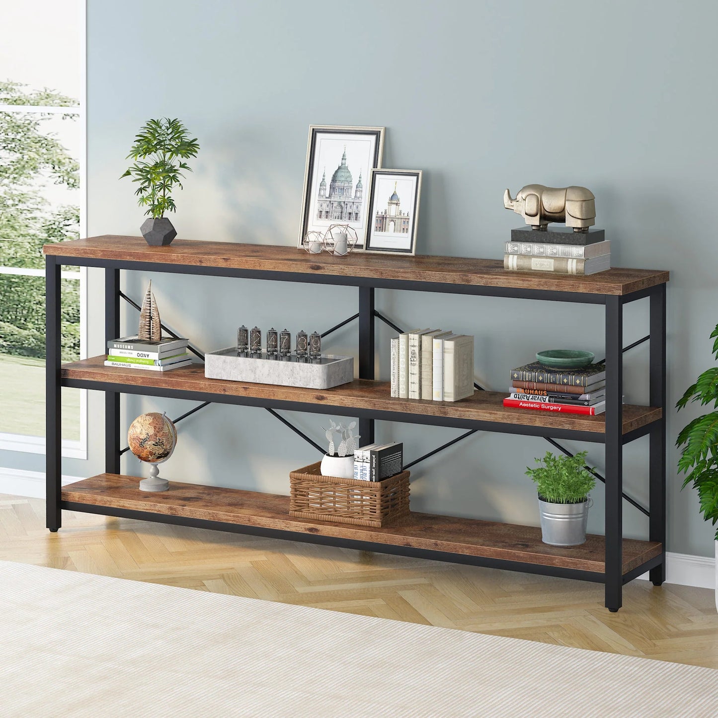Sofa Table, 3 Tiers TV Stand Console Table