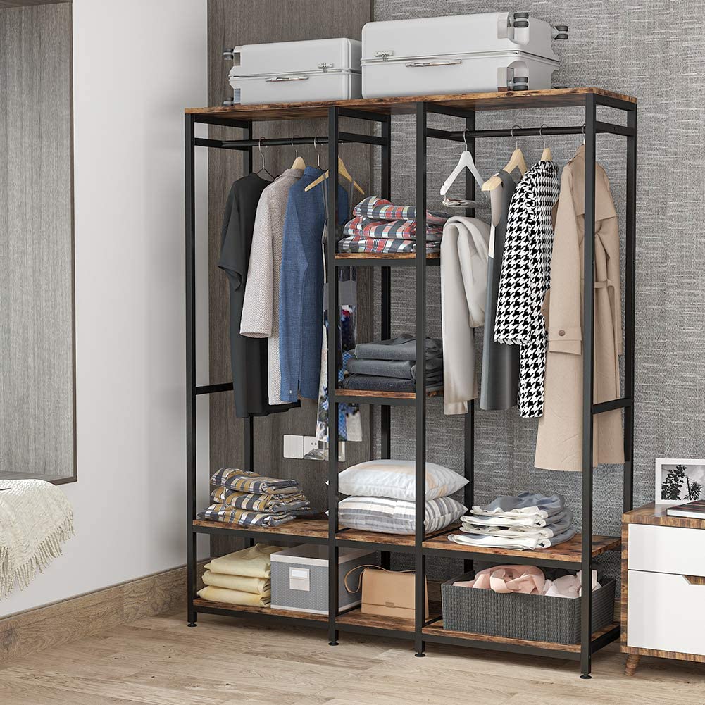 Freestanding Closet Organizer, Double Rod Clothes Rack