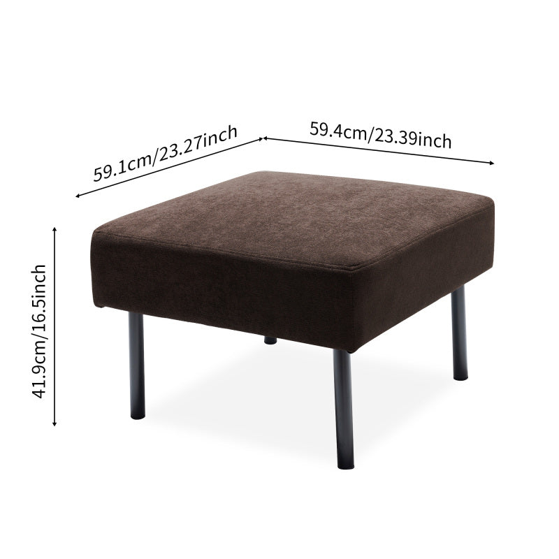 Brown L-Shaped 2 Seater Sofa with Ottoman, Modern Polyester Fabric Loveseat Sofa, Comfy Small Couches for Small Space Living Room, Bedroom, Office, Apartment