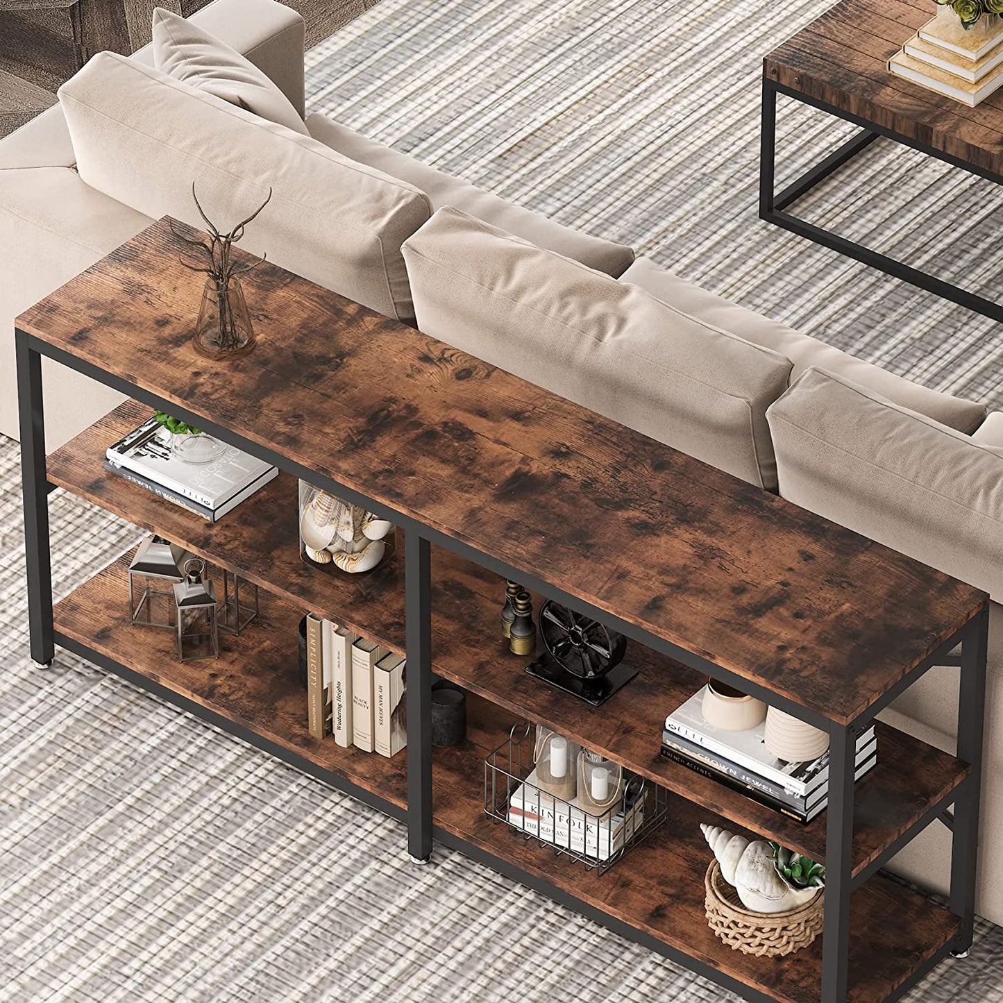 Console Table, 70.9 inch Long Sofa Table with Storage Shelves
