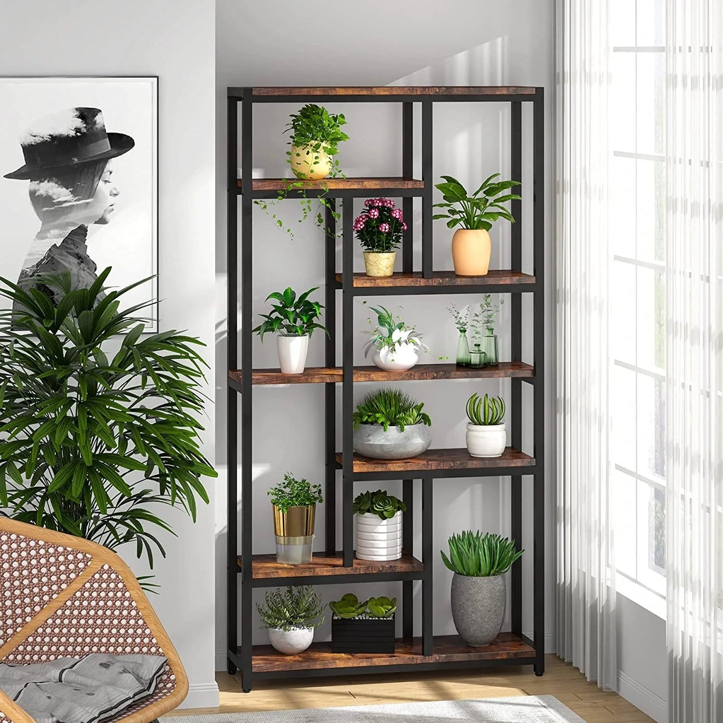 Bookcase, 79" Tall Bookshelf, 7-Tier Open Display Shelves