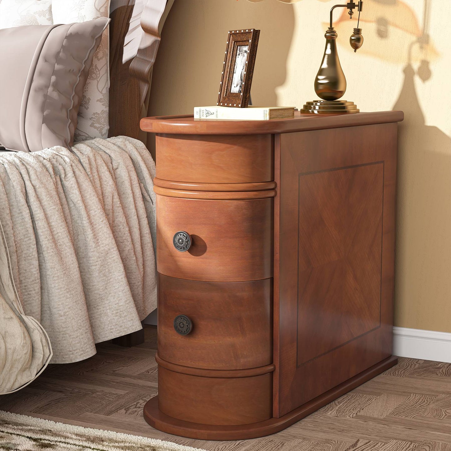 Tribesigns End Table, Sofa Bedside Narrow Accent Tables with 2 Drawers