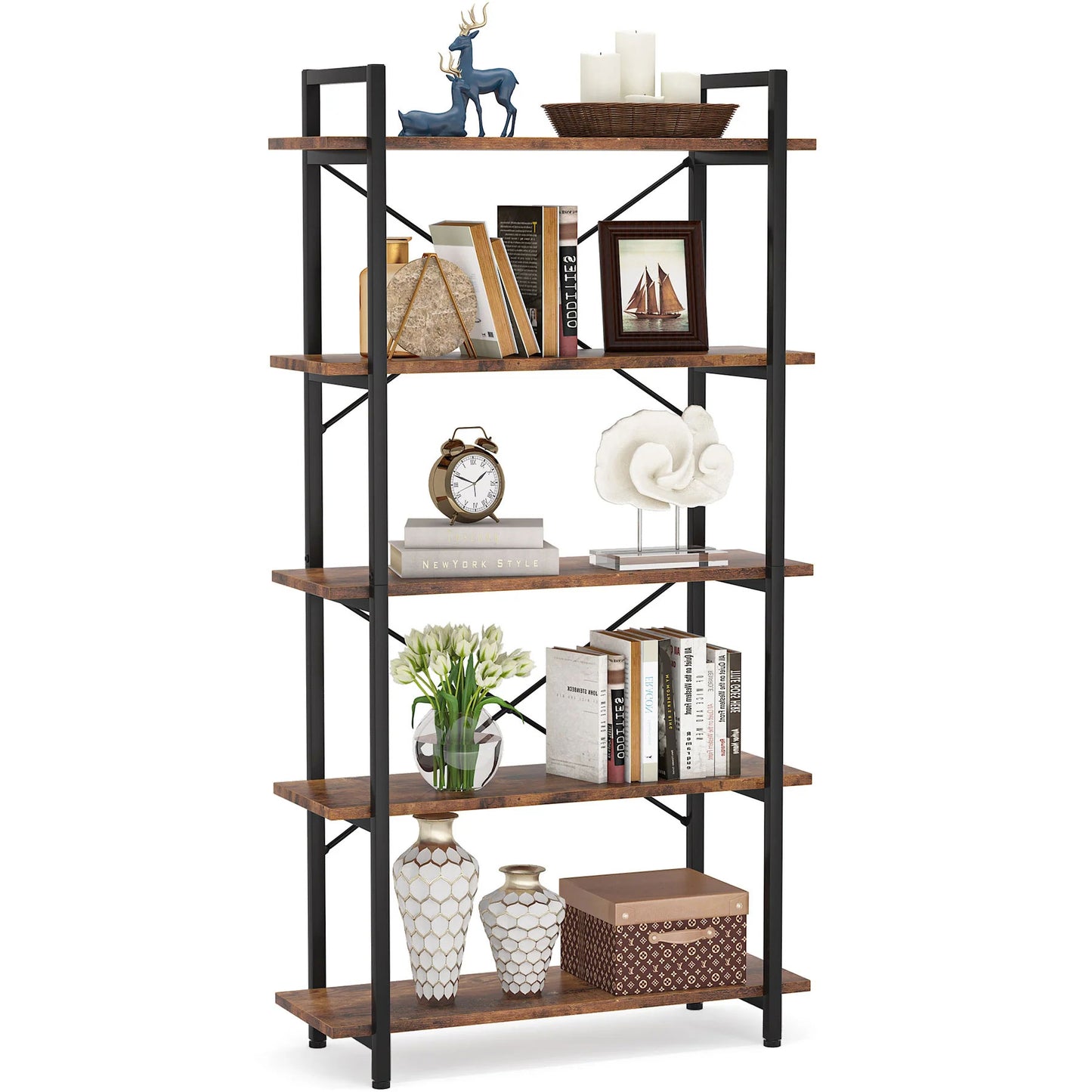 Tribesigns Bookshelf, 5 Tier Bookcase Display Shelf Unit