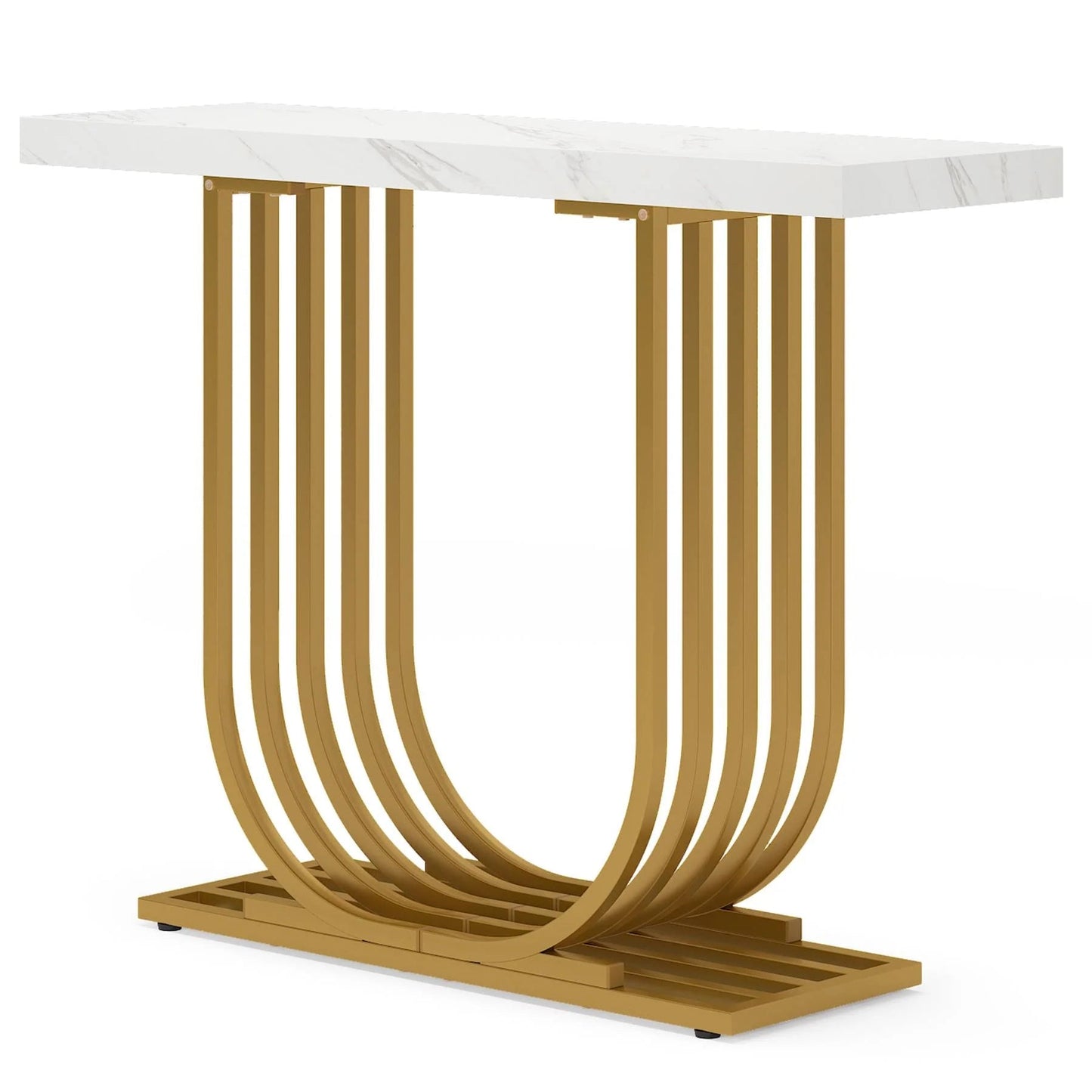 Console Table, 39" Faux Marble Entryway Sofa Table with U-Shaped Base