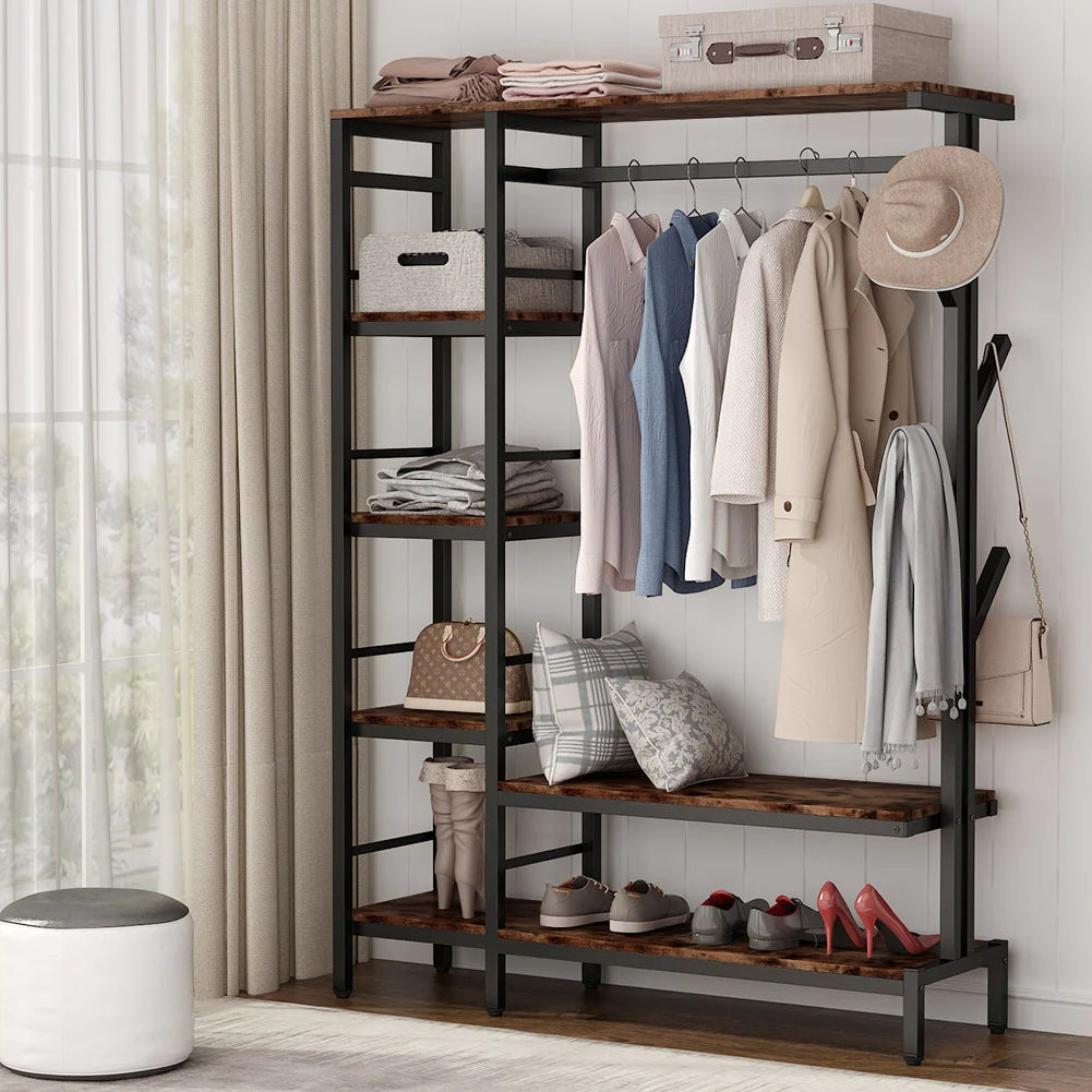 Tribesigns Freestanding Closet Organizer, Heavy Duty Clothes Shelf