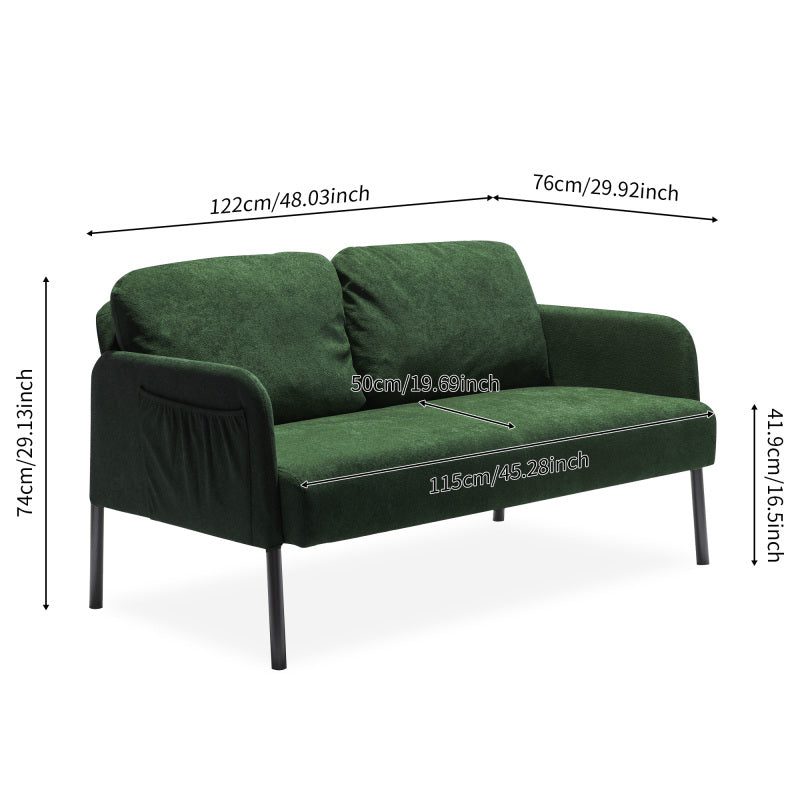 Green 2 Seater Polyester Fabric Sofa, Modern Loveseat Sofa, Comfy Small Couches for Small Space Living Room, Bedroom, Office, Apartment