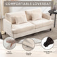 Mid Century Modern chenille Fabric Loveseat sofa, 2-Seat Upholstered Loveseat Sofa Modern Couch for Living Room,Brown wood feet sofa for Bedroom, Reading (Beige Chenille)