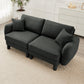 Boucle Fabric 2-seater Loveseat Sofa Couch With Distinctive Shell-shaped Armrests,Cylindrical Legs Wrapped with Self-fabric,Dark Grey Color