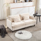 Mid Century Modern chenille Fabric Loveseat sofa, 2-Seat Upholstered Loveseat Sofa Modern Couch for Living Room,Brown wood feet sofa for Bedroom, Reading (Beige Chenille)