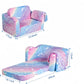 Compression Modular Kids Sofa, Perfect Sleeper Extra Convertible Sofa to Lounger, Comfy 2-in-1 Flip Open Couch Sleeper for Kids Pink Small Sofa
