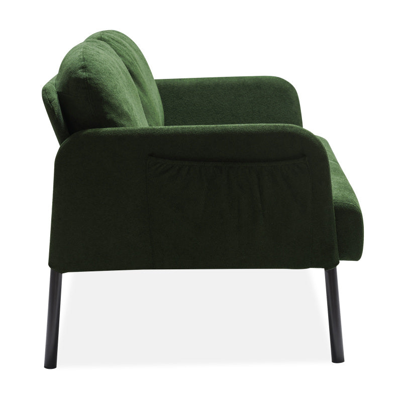 Green 2 Seater Polyester Fabric Sofa, Modern Loveseat Sofa, Comfy Small Couches for Small Space Living Room, Bedroom, Office, Apartment