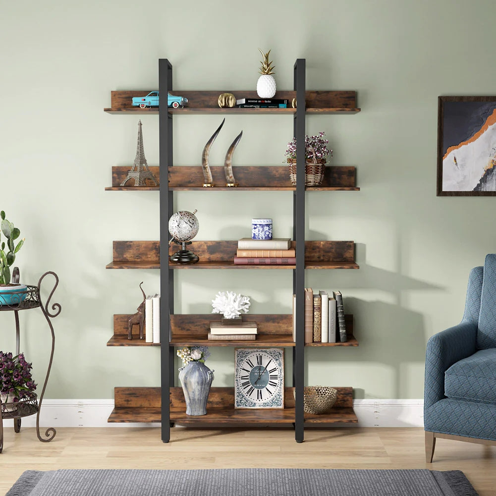 Tribesigns Bookshelf, 5 Tiers Etagere Bookcases Freestanding Display Shelf