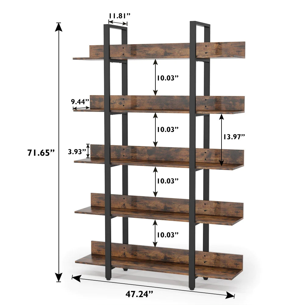 Tribesigns Bookshelf, 5 Tiers Etagere Bookcases Freestanding Display Shelf