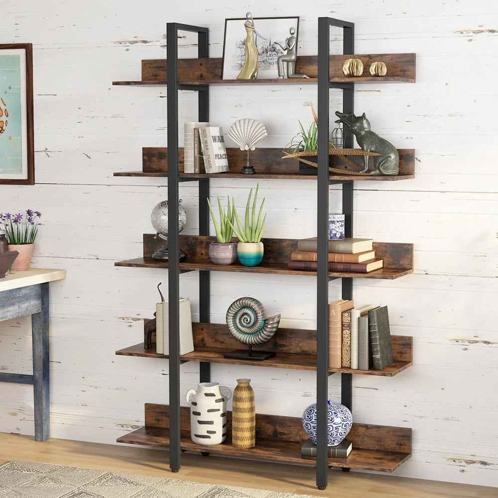 Tribesigns Bookshelf, 5 Tiers Etagere Bookcases Freestanding Display Shelf