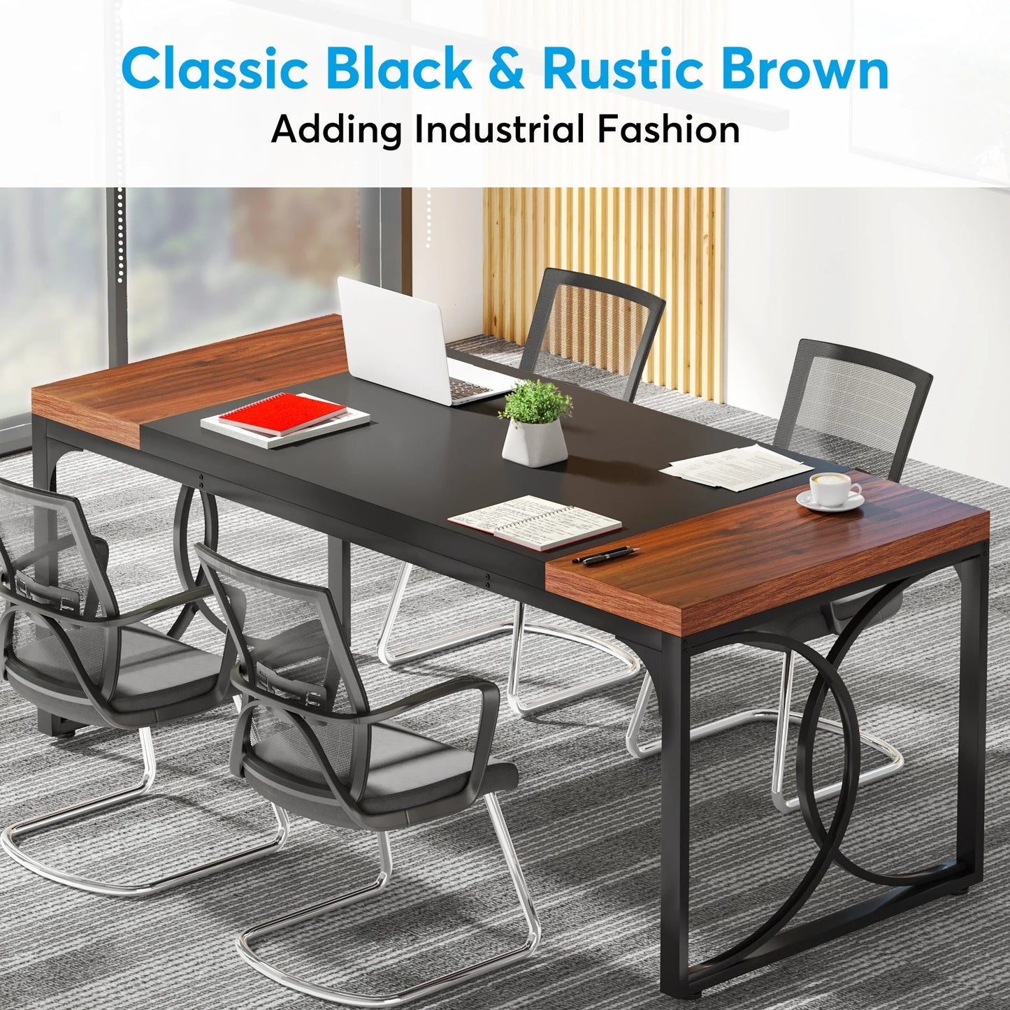 Tribesigns Executive Desk, 62.99" Office Computer Desk with Metal Frame