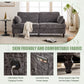 Modern style chenille 2-seater wood-legged sofa with LED light, USB charging port and storage bag Living room Bedroom Study room