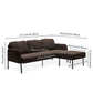 3 Seater L-Shaped Brown Polyester Fabric Sofa with Ottoman, Modern Upholstered Sofa, Comfy Small Couches for Small Space Living Room, Bedroom, Office, Apartment