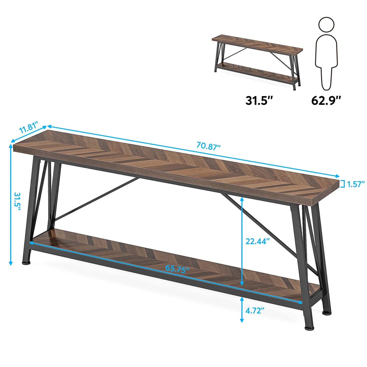 Tribesigns Console Table, 70.9 Inches Extra Long Sofa Table Behind Couch