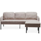 3 Seater L-Shaped Beige Polyester Fabric Sofa with Ottoman, Modern Upholstered Sofa, Comfy Small Couches for Small Space Living Room, Bedroom, Office, Apartment