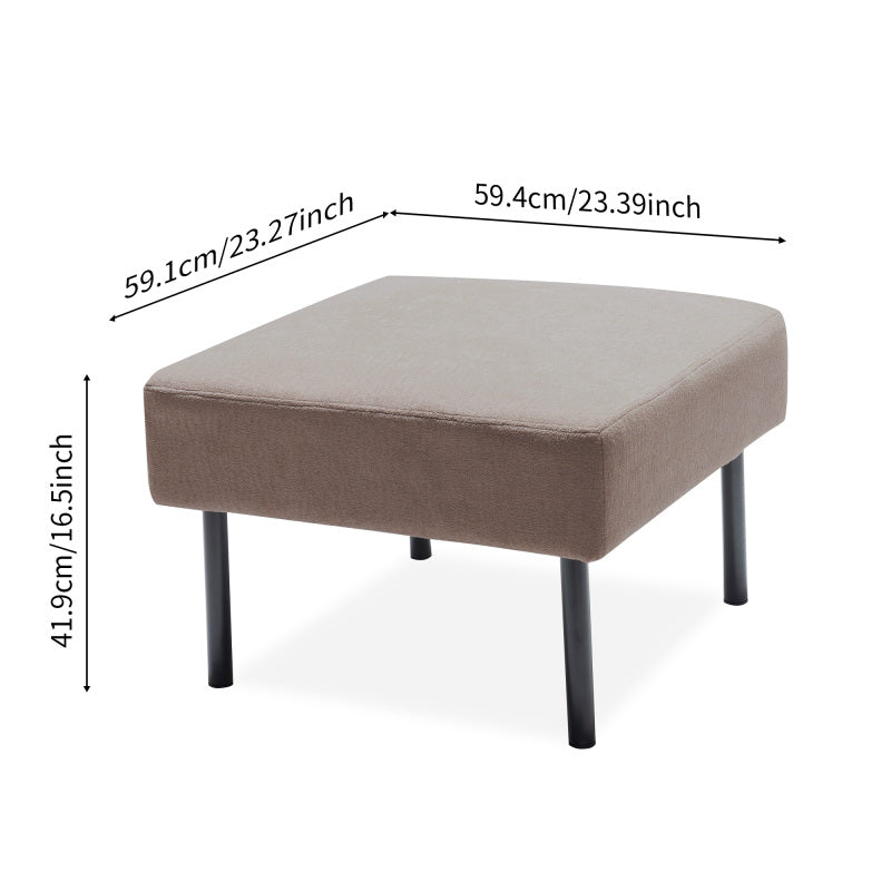 3 Seater L-Shaped Beige Polyester Fabric Sofa with Ottoman, Modern Upholstered Sofa, Comfy Small Couches for Small Space Living Room, Bedroom, Office, Apartment