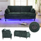 Modern style chenille 2-seater wood-legged sofa with LED light, USB charging port and storage bag Living room Bedroom Study room