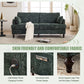 Modern style chenille 2-seater wood-legged sofa with LED light, USB charging port and storage bag Living room Bedroom Study room
