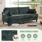 Modern style chenille 2-seater wood-legged sofa with LED light, USB charging port and storage bag Living room Bedroom Study room