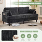 Modern style chenille 2-seater wood-legged sofa with LED light, USB charging port and storage bag Living room Bedroom Study room