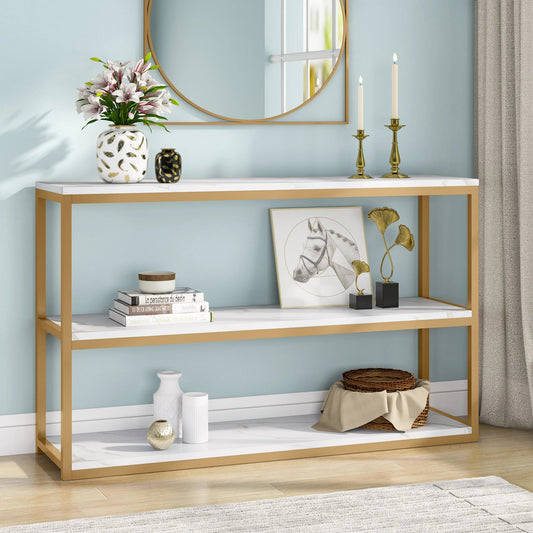 Tribesigns Console Table, Faux Marble Top 3-Tier Sofa Entryway Table