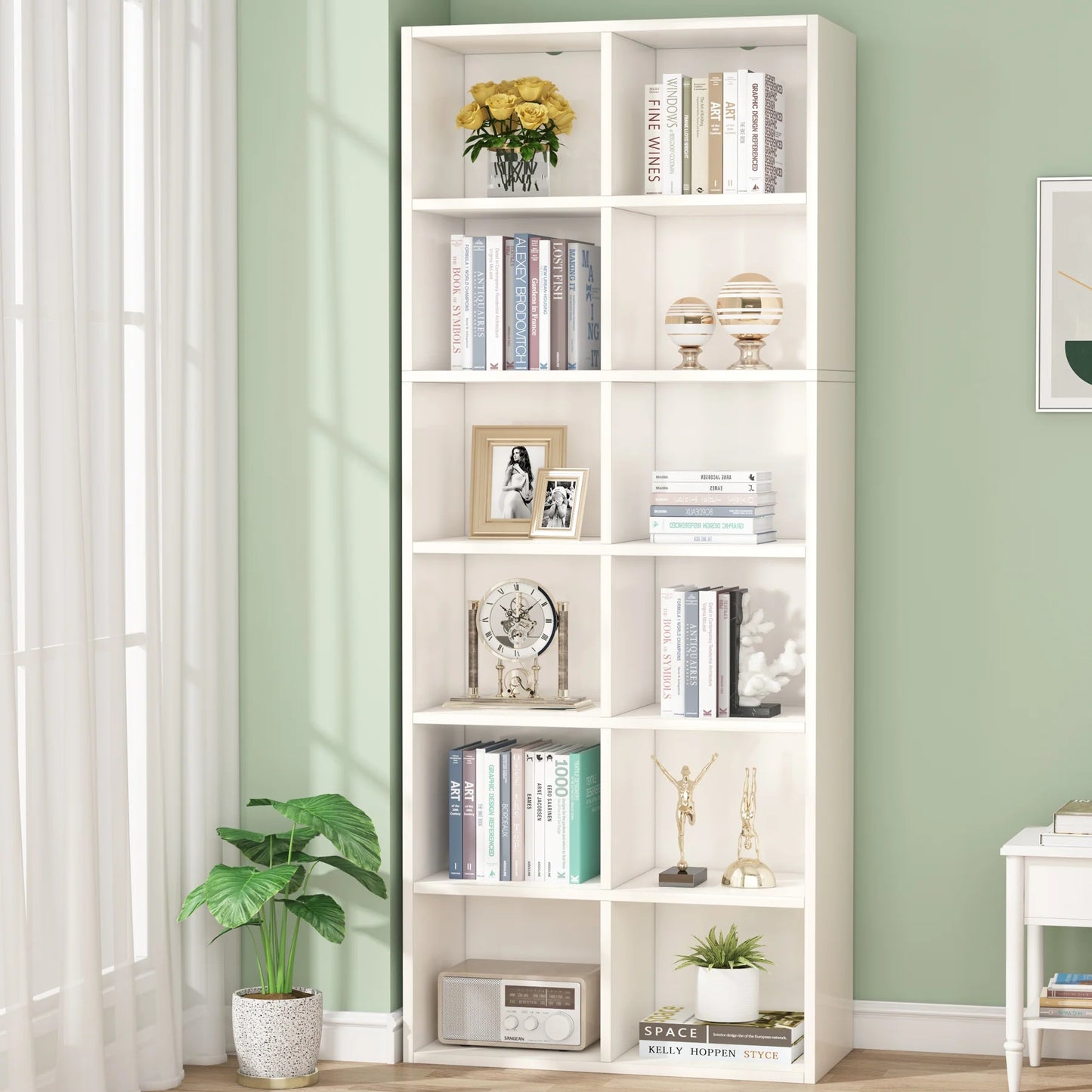 Tribesigns Bookcase, 70.9" Modern Bookshelf with 12 Cube Storage