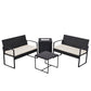 4 Piece Outdoor PE Wicker Furniture Set, Patio Black Rattan Sectional Sofa Couch with Washable Cushions