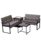 4 Piece Outdoor PE Wicker Furniture Set, Patio Gray Rattan Sectional Sofa Couch with Washable Cushions