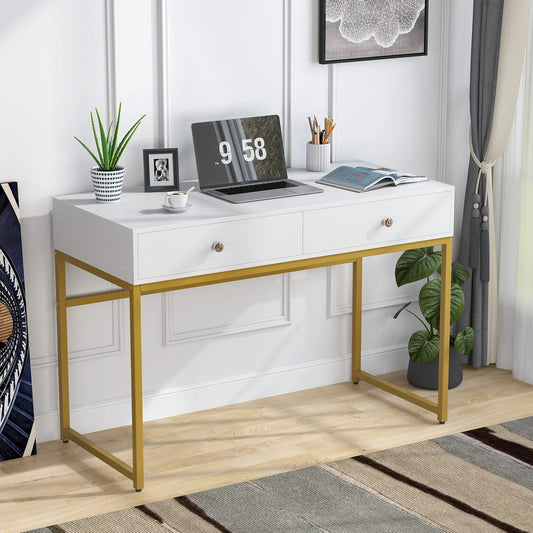 Tribesigns Computer Desk with 2 Drawers, Multifunctional Study Writing Desk