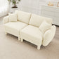 Boucle Fabric 2-seater Loveseat Sofa Couch With Distinctive Shell-shaped Armrests,Cylindrical Legs Wrapped with Self-fabric,Beige Color