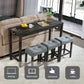 4 Piece Bar Table Set with Power Outlet,Bar Table Set with Chairs,Sofa Bar Table with Stools,Behind Couch Table with 3 Padded Stools,for Living Room,Dining room, Dark Gray