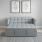 2-SEATER CONVERTIBLE VELVET LOVESEAT SOFA BED – GRAY PULL-OUT SLEEPER COUCH WITH SIDE POCKET, COMPACT DESIGN FOR SMALL SPACES, APARTMENT, GUEST ROOM